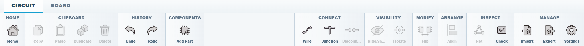 SketchForge PCB editor toolbar